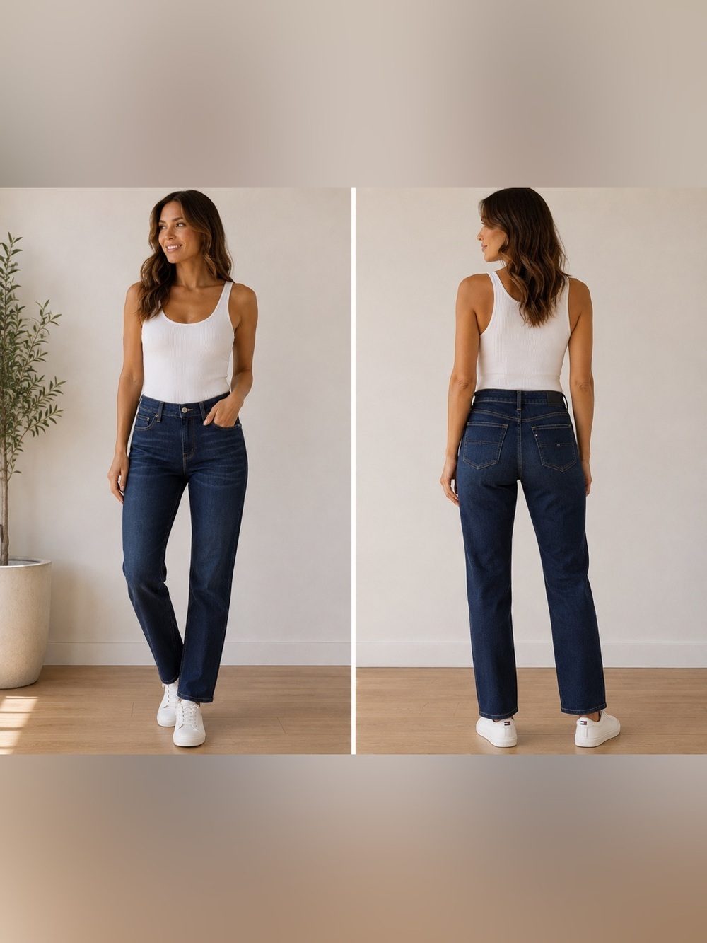 Tommy Hilfiger Premium Women’s Dark Wash Straight Leg Jeans Size 12 Stretch Deni